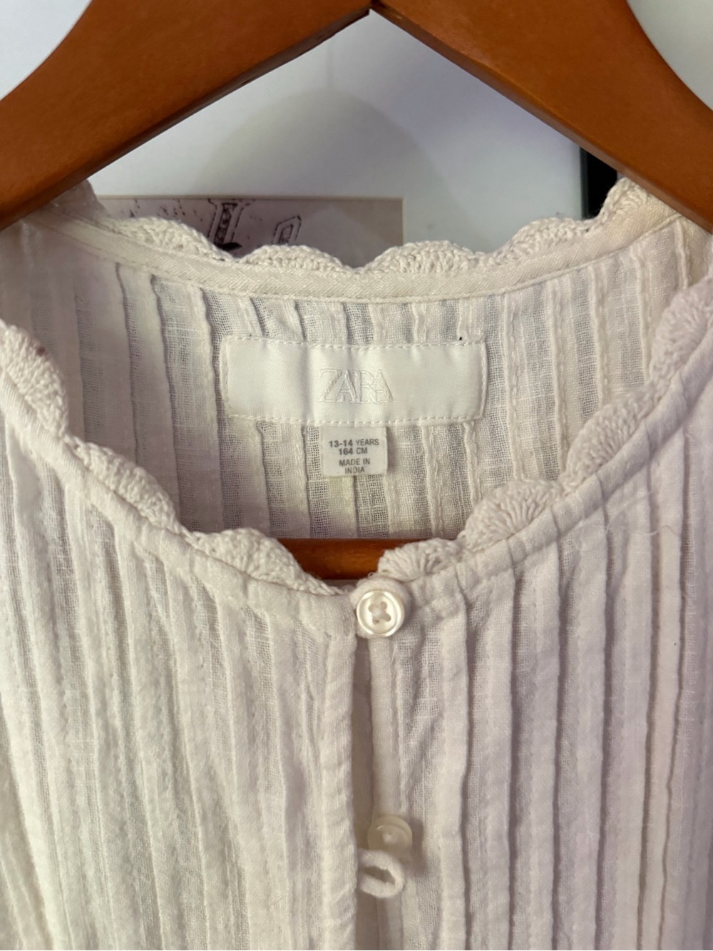 Zara Cream Ruffled Button-Front Top - Picture 3 of 4